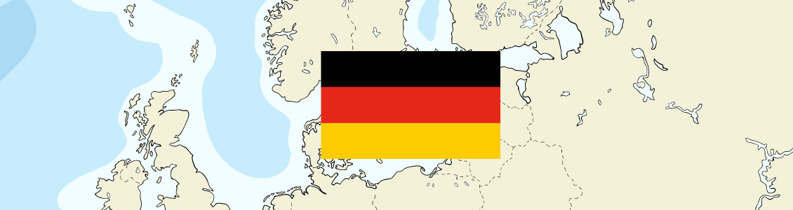 German flag on map of Europe